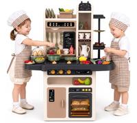 Kinderplay Cucina giocattolo per bambini - Vapore sicuro, luci e suoni - Gioco di imitazione 3+ con rubinetto a pompa - 65 accessori, 71×28,5×93,5 cm, KP3297