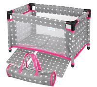 Kinderplay Culla per Bambole Pieghevole - Con Borsa da Trasporto e Copertina - Per Bambole fino a 46 cm - Lettino da Viaggio con Rete