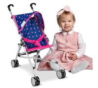 Kinderplay Passeggino per Bambole - Struttura in Alluminio Leggera e Stabile - Manico 54 cm, Pieghevole con Tettuccio - Per Bambini 3+ Anni, Bambole fino a 46 cm