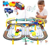 Kinderplay Trenino Elettrico 2 in 1 con Pista da Corsa - Set 192 Pezzi con Luci e Suoni - Gioco Creativo 3+ - Binari 89x69 cm, Lunghezza Totale 700 cm, KP0635