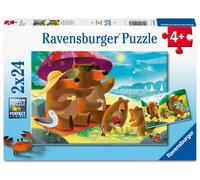 Ravensburger - Puzzle 2x24 Famiglia di orsi in viaggio - 1-39 Pezzi