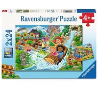 Puzzle per bambini Ravensburger 12004258 - parco divertimenti - 2 puzzle allegri e colorati, ciascuno con 24 pezzi, per bambini dai 4 anni in su
