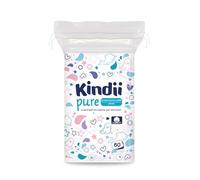 Kindii Quadrotti Cotone Neonato - (1x60 Pezzi) Cotone - Quadrati grandi per pelli sensibili - Sostituiscono salviettine umidificate, non si sfilacciano - 60 Pezzi