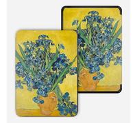 Kindle Paperwhite e-reader guscio da 6 pollici, custodia protettiva in pelle PU avanzata, utilizzato per la sveglia automatica Paperwhite 7/6/5 generazione, kindle 958, "Iris in a Vase" di Van Gogh