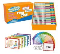 KINDLUME 30 Carte Educative per Imparare A Leggere, Libretti Con Rime E Phonics per Bambini 3 4 5 6 Anni, Gioco Di Famiglie Di Parole, Flash Cards per Insegnare A Leggere Ai Bambini