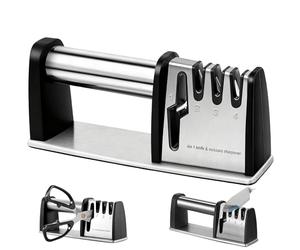 KINDLUME Affilacoltelli Professionale, Affilatore per Coltelli, Affila Forbici, Lima Coltelli, 4 in 1 Affilatore Multifunzione, per Coltelli da Cucina, Coltelli da Lavoro, Forbici