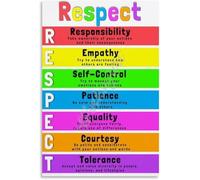 Kindness and Respect Poster Anti Bullying Message Canvas Print for Middle School Classroom Guidance Office or Youth Center(Framed,16x24inch(40x60cm))