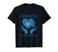 Kindness Is Contagious - Puzzle Blu con Scritta Heart Awareness Maglietta