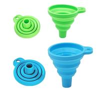 KINDOYO Set di 4 Imbuti Pieghevoli in Silicone - Imbuto Pieghevole Imbuto Collassabile Accessori da Cucina per Trasferimento di Liquidi e Solidi (Blu*2 + Verde*2)