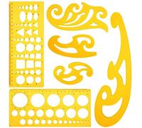 KINDPMA 6pcs Curva Francese e Righello Cerchi per Disegni Geometrico Set Modello di Disegno Cerchiometro Plastica per Studio Scuola Artistico Disegno Fai da Te