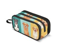 Kinds of Dogs - 1 astuccio, grande capacità, per ragazzi e ragazze, astuccio a 3 scomparti, astuccio per studenti, cancelleria per scuola, ufficio, lavoro, Tipi di cani 1, Taglia unica, Valigetta