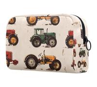 Kinds of Farm Tractors Trousse per cosmetici, da donna, per articoli da toeletta da viaggio, grande, pratica borsa organizer con cerniera, Multi, 18.5x7.5x13cm/7.3x3x5.1in, Beauty case