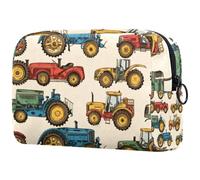 Kinds of Farm Tractors Trousse per cosmetici, da donna, per articoli da toeletta da viaggio, grande, pratica borsa organizer con cerniera, Multi, 18.5x7.5x13cm/7.3x3x5.1in, Beauty case