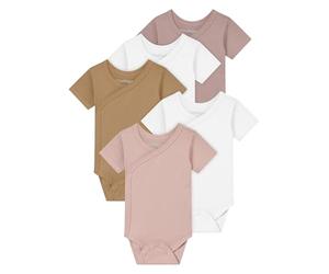 Kindsgard Body a maniche corte "trunder" - Confezione da 5 pezzi - 100% Cotone biologico - Certificato OEKO-TEX - Morbido, traspirante e delicato sulla pelle - Body per neonato con bottoni a pressione