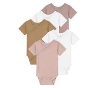 Kindsgard Body avvolgente a maniche corte "rotondo", confezione da 5, 100% cotone biologico, certificato Oeko-Tex, morbido, traspirante e delicato sulla pelle, body con bottoni automatici, 5