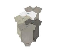 Kindsgard Body avvolgente a maniche corte "rotondo", confezione da 5, 100% cotone biologico, certificato Oeko-Tex, morbido, traspirante e delicato sulla pelle, body con bottoni automatici, 5_grigio