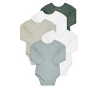 Kindsgard Body avvolgente a maniche lunghe "rotondo", confezione da 5, 100% cotone biologico, certificato Oeko-Tex, morbido, traspirante e facile da pulire, body per bambini con bottoni automatici, 5