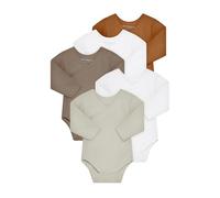 Kindsgard Body avvolgente a maniche lunghe "rotondo", confezione da 5, 100% cotone biologico, certificato Oeko-Tex, morbido, traspirante e facile da pulire, body per bambini con bottoni automatici, 5