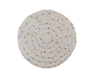 Kindsgut Coperta per bambini a pois, 100% cotone, coperta rotonda per gattonare a pois, diametro 120 cm, bambini e bambine, unisex, grigio