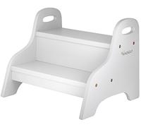 Kindsgut Pedana in legno, sgabello a 2 gradini ideale per bambini, colori discreti e di alta qualità, materiali ecologici e privi di sostanze nocive, grigio chiaro