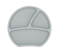 Kindsgut Piatto Silicone Bambini con Ventosa, 3 Scomparti, grigio chiaro | Piatto pappa neonato e svezzamento senza BPA, antiscivolo, diametro 20 cm, separa gli alimenti e aderisce a superfici lisce
