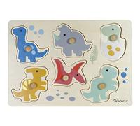 Kindsgut Puzzle ad Incastro in Legno, Puzzle per Bambini Piccoli, Giocattoli di Alta qualità in Un Design Semplice e Colori tenui per Giochi Divertenti, bei Regali, Dinosauro