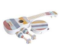 Kindsgut set strumenti musicali bambini con chitarra, sonagli e tamburello, colori tenui e moderni, materiale ecologico, privo di sostanze nocive, strisce