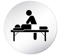 Kinekt3d Leitsysteme - Targhetta per Porta, Rotonda, 100 mm Ø • Fisioterapia - Massaggio - Trattamento 000 • 1,5 mm Alluminio Pieno Materiale (anodizzato) • Effetto Acciaio Inox Levigato