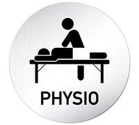 Kinekt3d Leitsysteme - Targhetta per Porta, Rotonda, 100 mm Ø • Fisioterapia - Massaggio - Trattamento 001 • Alluminio Pieno 1,5 mm (anodizzato) • Effetto Acciaio Inox Levigato