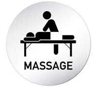 Kinekt3d Leitsysteme - Targhetta per Porta, Rotonda, 100 mm Ø • Fisioterapia - Massaggio - Trattamento 002 • 1,5 mm Alluminio Pieno Materiale (anodizzato) • Effetto Acciaio Inox Levigato