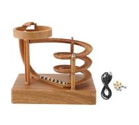 Kinetic Art Perpetual Motion Machine, Non-Stop Rolling Ball Funny Toys Stress Relief Cycle Device, Desktop Decoration Toys (Wood Grain)