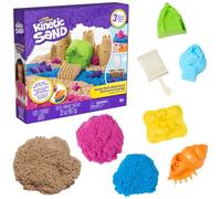 Kinetic Sand, Avventura in Spiaggia Set di Gioco da Spiaggia, 5+ Anni | 907 G, Sabbia Marrone Rosa e Blu, Castello Nave e Grotta Delle Sirene, Attrezzi Multiuso, Non Secca Mai, Facile Da Pulire