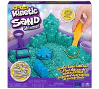 Kinetic Sand |Castello di Sabbia Shimmer | Sabbia cinetica 454gr | Sabbia Magica | Sabbia Colorata Glitterata Verde | 3 Accessori e vaschetta Inclusi | Giocattoli per Bambini e Bambine 3 Anni