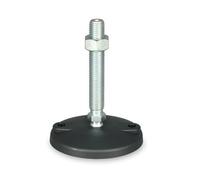 KINETIK MSystem® Piedino M14 - KM.SF10 - Ø 100 mm con fori di fissaggio per fissaggio a pavimento, regolabile in altezza, livellabile, orientabile, filettatura M14 x 125 mm, acciaio zincato