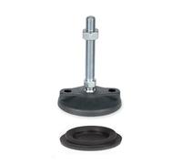 KINETIK MSystem Supporto M24 - KM.SF8A - Piedino snodato Ø 80 mm con cuscinetto in gomma nel poggiapiedi, regolabile in altezza, livellabile, orientabile, filettatura M24 x 100 mm, acciaio zincato