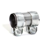 KINETOX Tubo di scarico in acciaio inox, doppia fascetta di scarico, adatto per tubi di scarico da 50 mm, raccordo per tubo di scarico in diversi sistemi di scarico Ø 50 mm/L: 125 mm