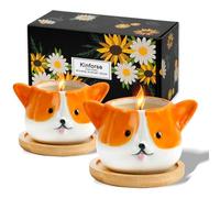 Kinforse Candele Profumate Artigianali con Design Gufi - Regalo Donna Compleanno Elegante, Confezione da 6 Pezzi in Scatola Decorata - Idea Regalo Perfetta per Lei (corgi lavanda&arancia dolce)