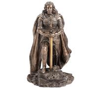 King Arthur permanente tirando la spada nella pietra finitura bronzo statua