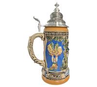 KING Boccale da birra Oktoberfest 2025 Monaco annuale, motivo ufficiale in rilievo, dipinto a mano, edizione limitata, certificato, coperchio in stagno barocco, made in Germany