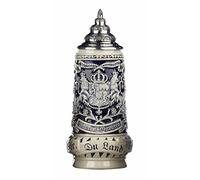 KING Boccale da Birra Tedesco Grigio Bavaria rusticale,Stemma Davanti, di Lato Monaco di Baviera, Motto Dio con Te, tu Paese dei bavaresi 0,5 Litri Ki 393-SG 0,5L Bayern