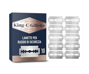 King C. Gillette Lamette Di Ricambio per Rasoio Di Sicurezza Da Uomo. Confezione con 10 Lamette. Le Migliori Lame Di Gillette In Acciaio Inossidabile e Rivestite In Platino