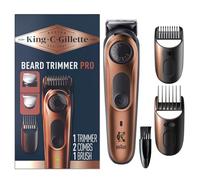 King C. Gillette Pro - Tagliabarba con 40 regolazioni di lunghezza della barba in passaggi precisi da 0,5 mm, design senza fili e 1 trimmer, 1 spazzola, 2 pettini, 1 caricatore e 1 tasca con cerniera