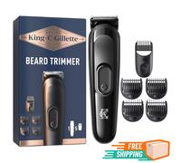 King C. Gillette Rasoio Barba Elettrico Ricaricabile, Regolabarba Uomo 5 Pettini