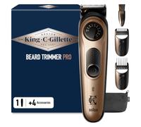 King C. Gillette Rasoio Elettrico Barba Pro con Accessori | Regolabarba Uomo con 40 Impostazioni di Lunghezza e Rifinitore Precisione, Spazzolina di Pulizia, 4 Pettini, Caricatore