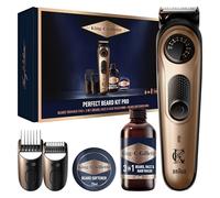 King C. Gillette Rasoio Elettrico Barba Pro, Set per Uomo, Accessori | Ricaricabile, Regolatore con Ruota di Precisione 40 Lunghezze+mini Size Beard Wash 60 Ml+mini Size Beard Balm 25 Ml