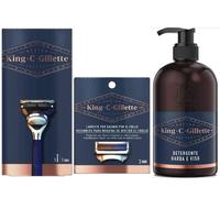 KING C GILLETTE RASOIO PER IL COLLO +1 RIC. +3 RICAMBI + DETERGENTE + OMAGGIO