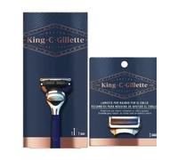 KING C GILLETTE Set Da Uomo RASOIO PER IL COLLO COMPL. + 3 RICAMBI IDEA REGALO