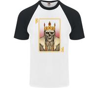 King Carte da Gioco Teschio Gotico Poker DA UOMO S/S Baseball T-Shirt
