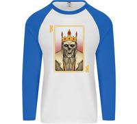 King Carte da Gioco Teschio Gotico Poker Uomo L/S Baseball T-Shirt