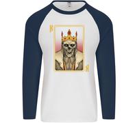 King Carte da Gioco Teschio Gotico Poker Uomo L/S Baseball T-Shirt